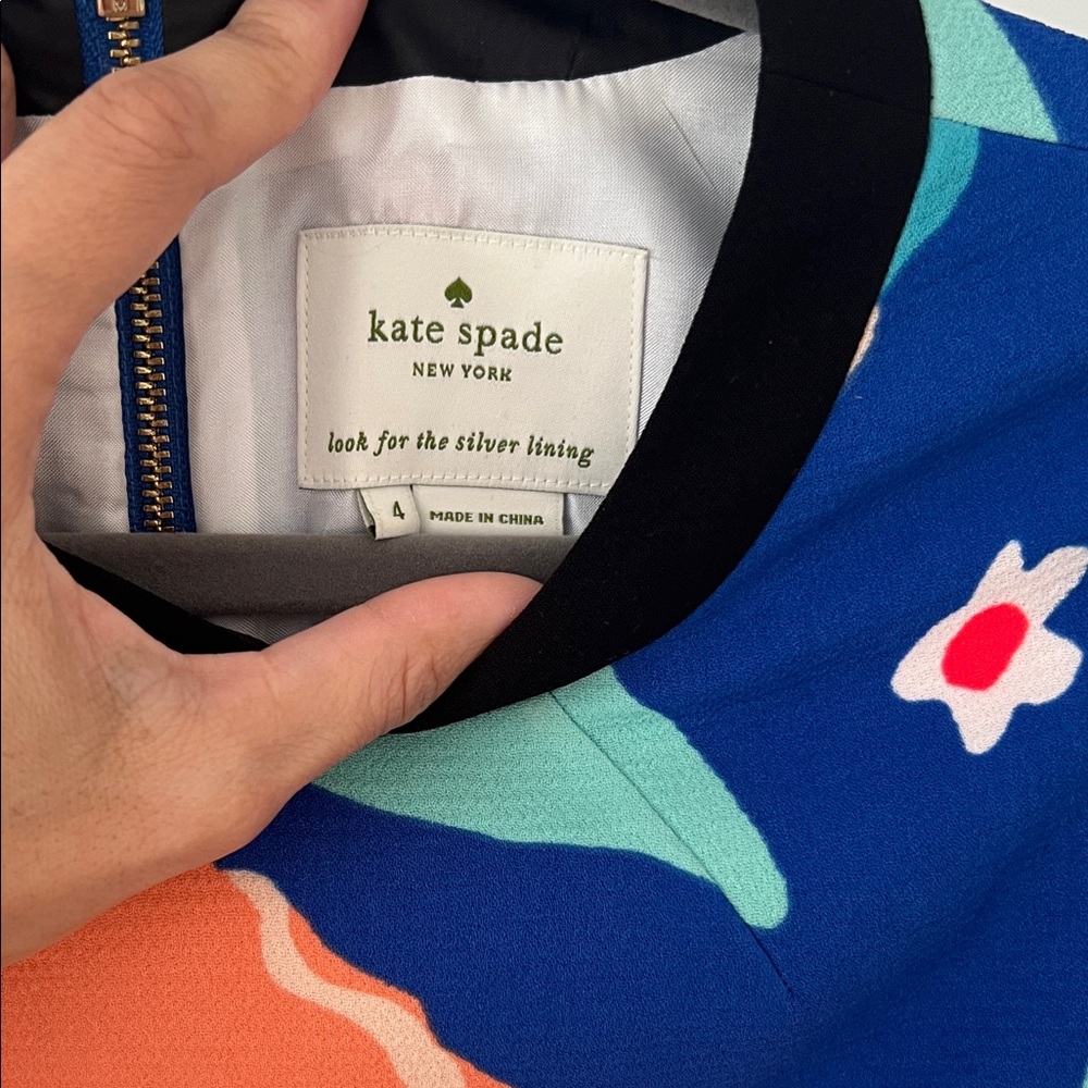 Kate Spade Blue Floral Short-Sleeve Dress - Picture 2 of 6